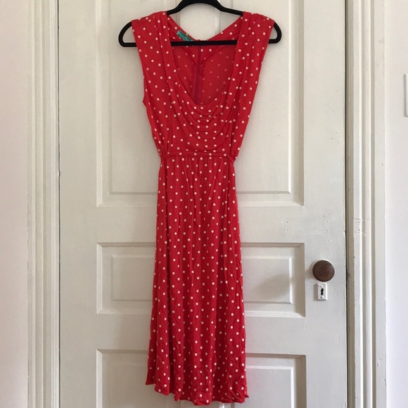 dark red polka dot dress